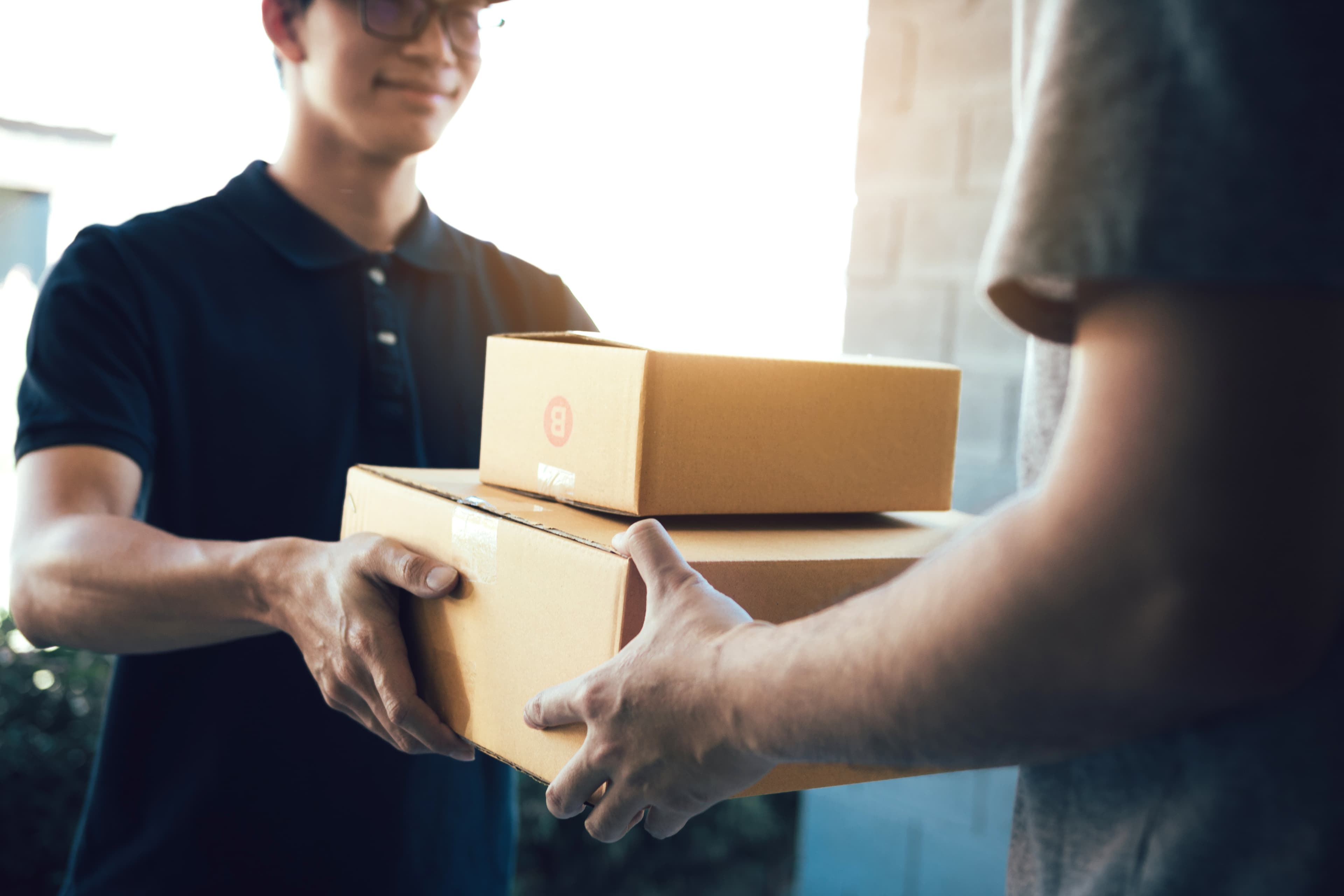 Courier delivering a package